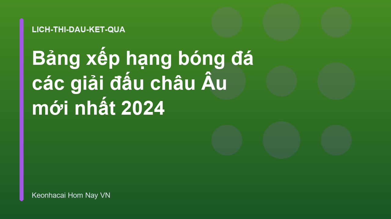 Bảng xếp hạng bóng đá các giải đấu châu Âu mới nhất 2024